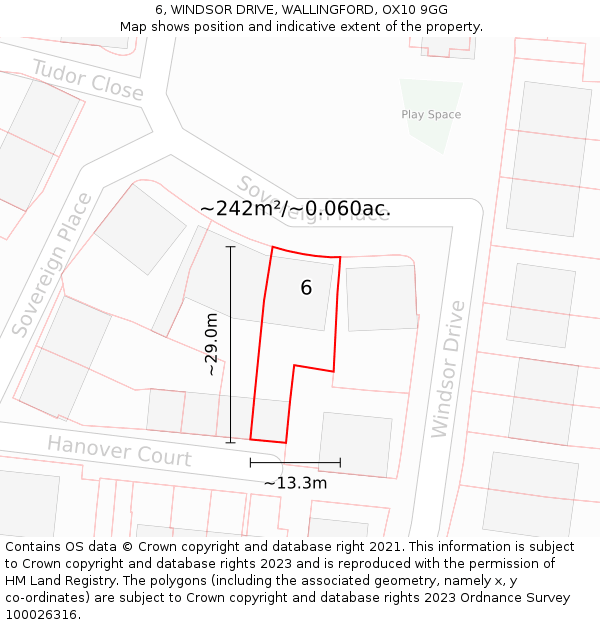 6, WINDSOR DRIVE, WALLINGFORD, OX10 9GG: Plot and title map