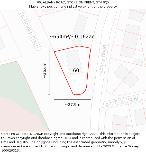 60, ALBANY ROAD, STOKE-ON-TRENT, ST4 6QX: Plot and title map