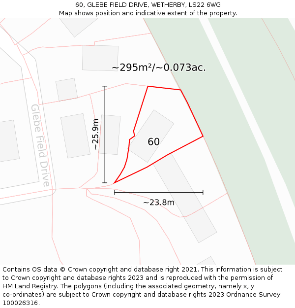 60, GLEBE FIELD DRIVE, WETHERBY, LS22 6WG: Plot and title map