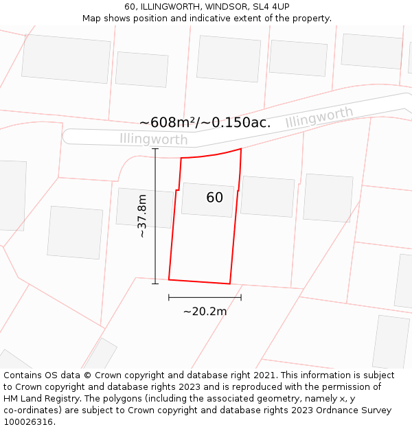 60, ILLINGWORTH, WINDSOR, SL4 4UP: Plot and title map