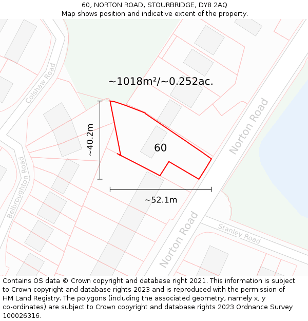 60, NORTON ROAD, STOURBRIDGE, DY8 2AQ: Plot and title map