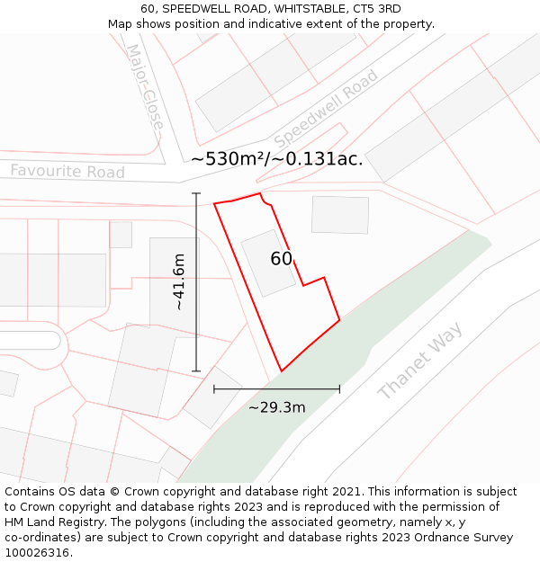 60, SPEEDWELL ROAD, WHITSTABLE, CT5 3RD: Plot and title map