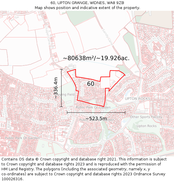 60, UPTON GRANGE, WIDNES, WA8 9ZB: Plot and title map