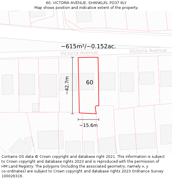 60, VICTORIA AVENUE, SHANKLIN, PO37 6LY: Plot and title map