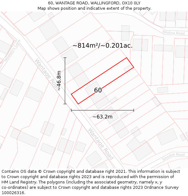 60, WANTAGE ROAD, WALLINGFORD, OX10 0LY: Plot and title map