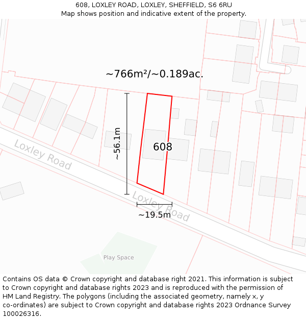 608, LOXLEY ROAD, LOXLEY, SHEFFIELD, S6 6RU: Plot and title map