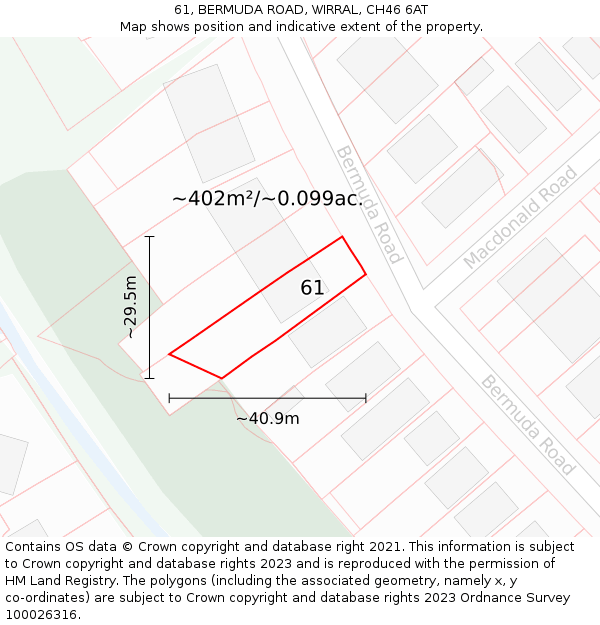 61, BERMUDA ROAD, WIRRAL, CH46 6AT: Plot and title map