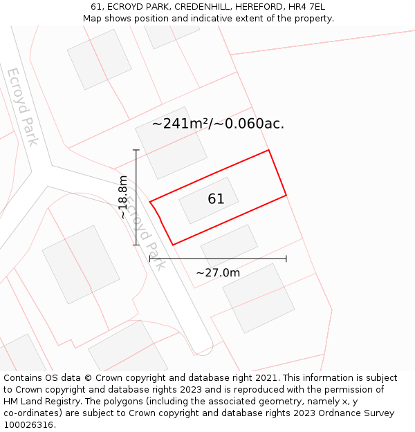 61, ECROYD PARK, CREDENHILL, HEREFORD, HR4 7EL: Plot and title map