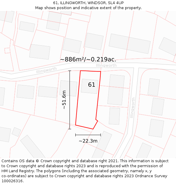 61, ILLINGWORTH, WINDSOR, SL4 4UP: Plot and title map