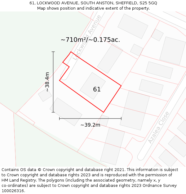 61, LOCKWOOD AVENUE, SOUTH ANSTON, SHEFFIELD, S25 5GQ: Plot and title map
