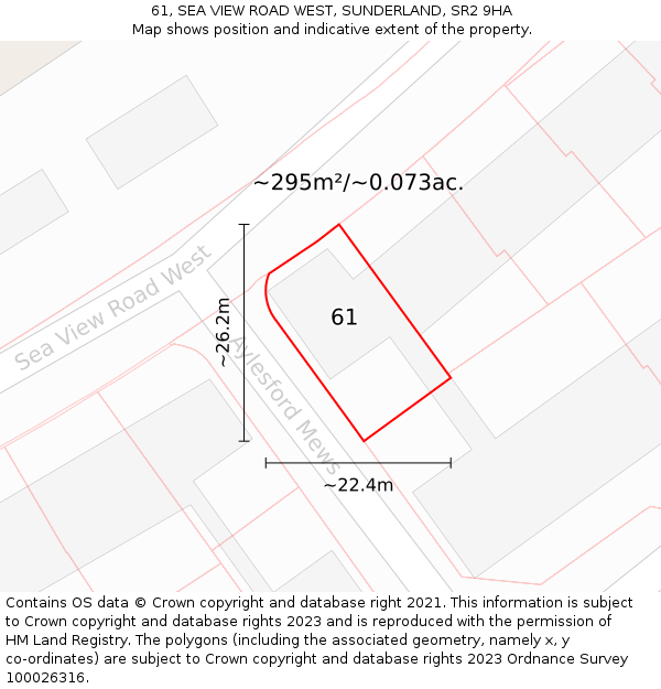 61, SEA VIEW ROAD WEST, SUNDERLAND, SR2 9HA: Plot and title map