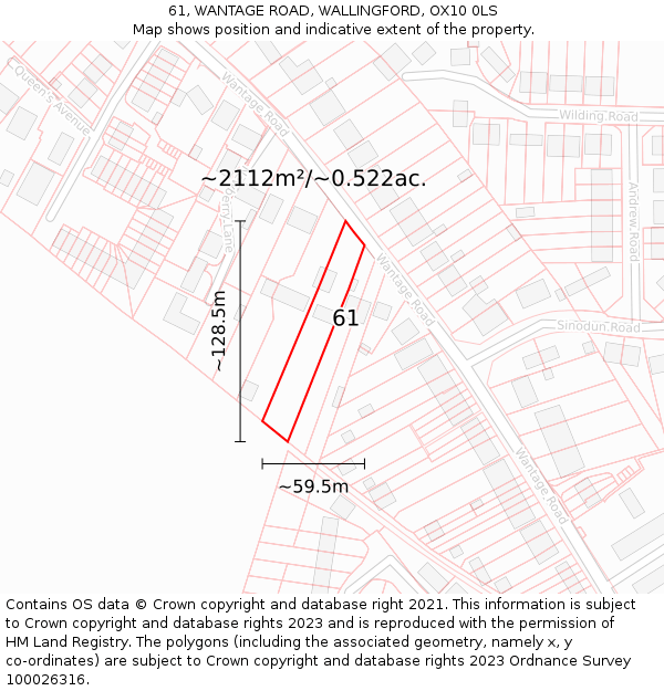 61, WANTAGE ROAD, WALLINGFORD, OX10 0LS: Plot and title map