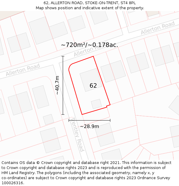 62, ALLERTON ROAD, STOKE-ON-TRENT, ST4 8PL: Plot and title map