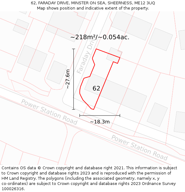 62, FARADAY DRIVE, MINSTER ON SEA, SHEERNESS, ME12 3UQ: Plot and title map