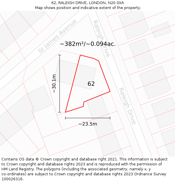 62, RALEIGH DRIVE, LONDON, N20 0XA: Plot and title map