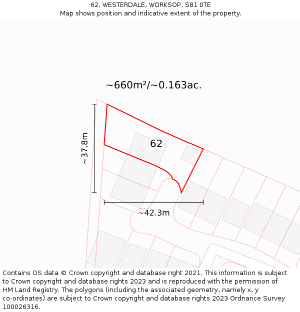 62, WESTERDALE, WORKSOP, S81 0TE: Plot and title map