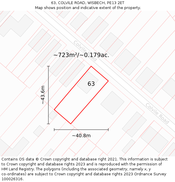 63, COLVILE ROAD, WISBECH, PE13 2ET: Plot and title map