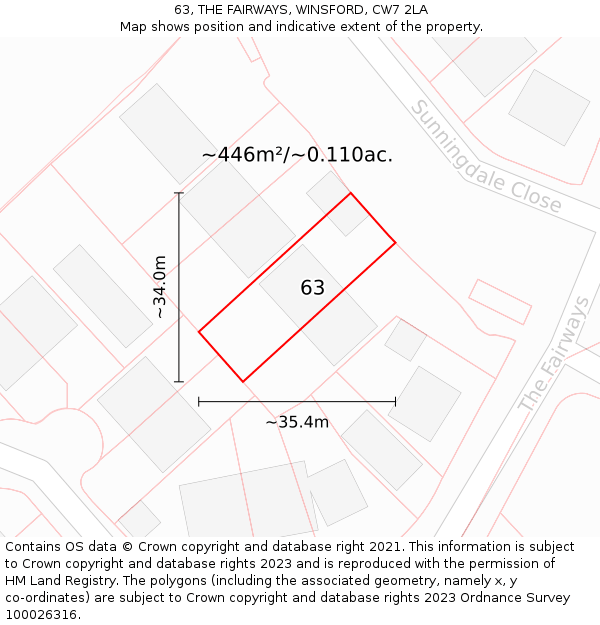 63, THE FAIRWAYS, WINSFORD, CW7 2LA: Plot and title map