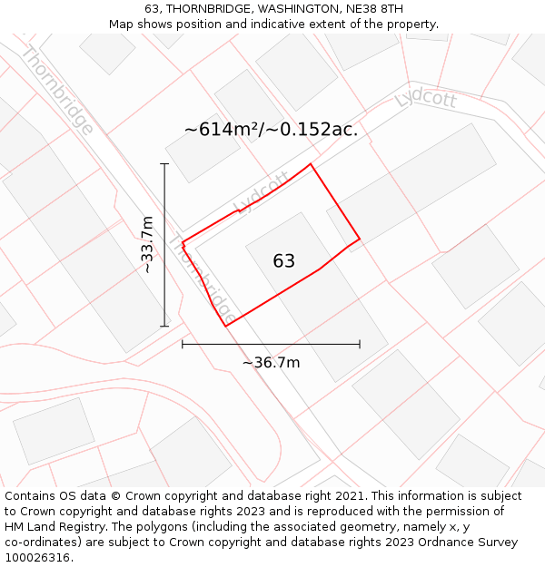 63, THORNBRIDGE, WASHINGTON, NE38 8TH: Plot and title map