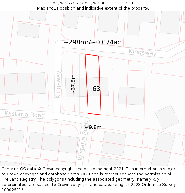 63, WISTARIA ROAD, WISBECH, PE13 3RH: Plot and title map