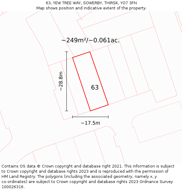 63, YEW TREE WAY, SOWERBY, THIRSK, YO7 3FN: Plot and title map