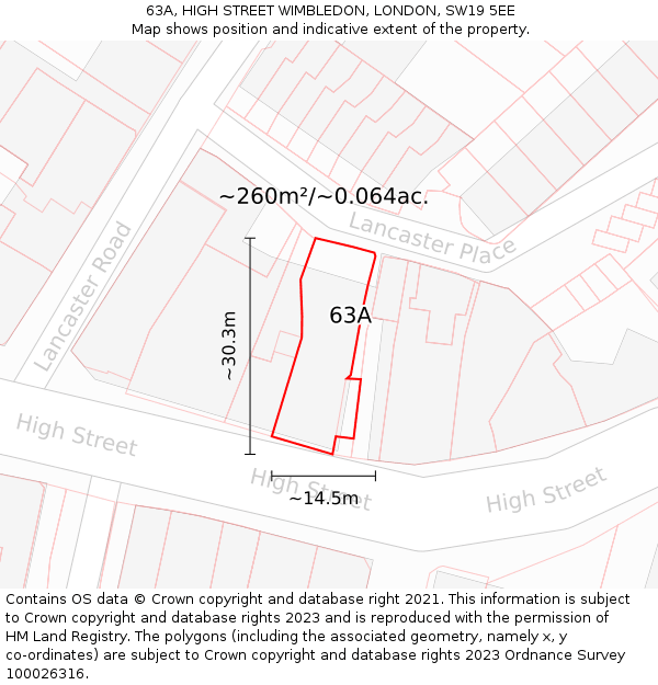 63A, HIGH STREET WIMBLEDON, LONDON, SW19 5EE: Plot and title map