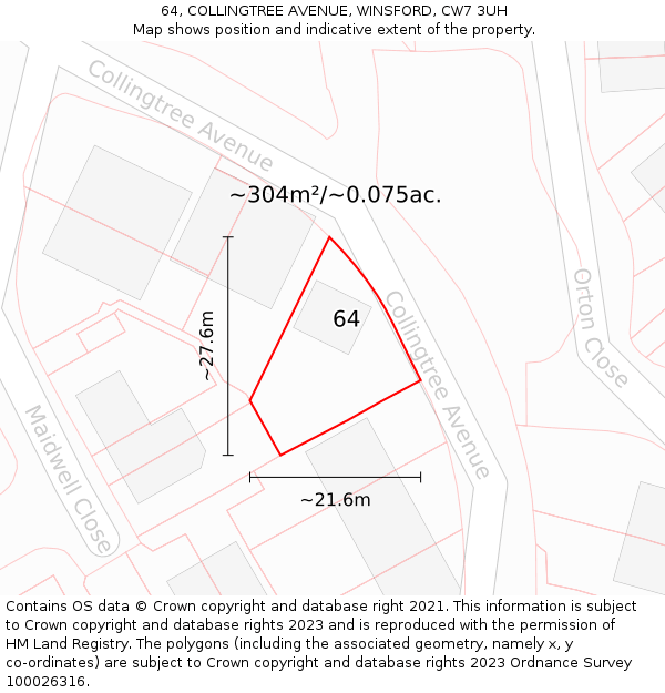 64, COLLINGTREE AVENUE, WINSFORD, CW7 3UH: Plot and title map