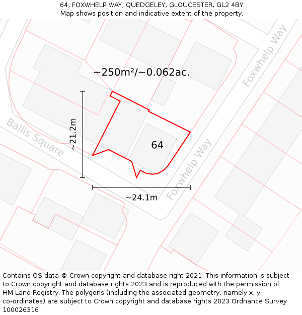 64, FOXWHELP WAY, QUEDGELEY, GLOUCESTER, GL2 4BY: Plot and title map