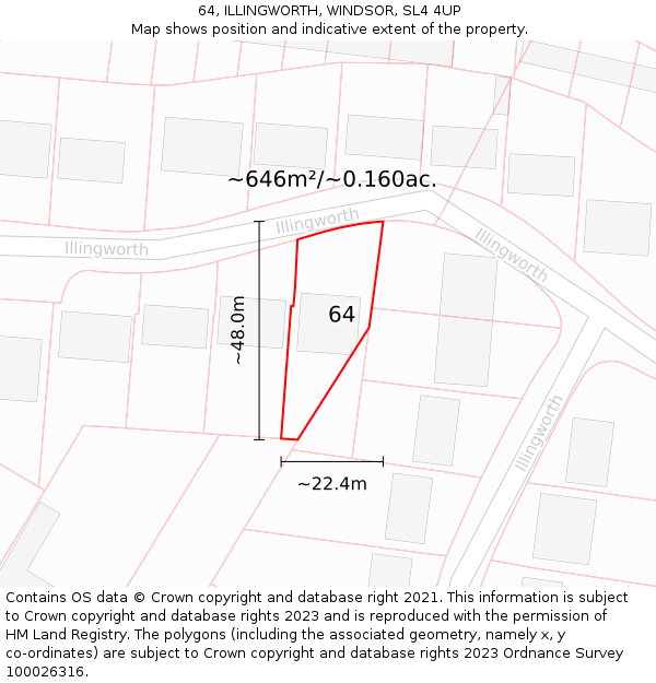 64, ILLINGWORTH, WINDSOR, SL4 4UP: Plot and title map