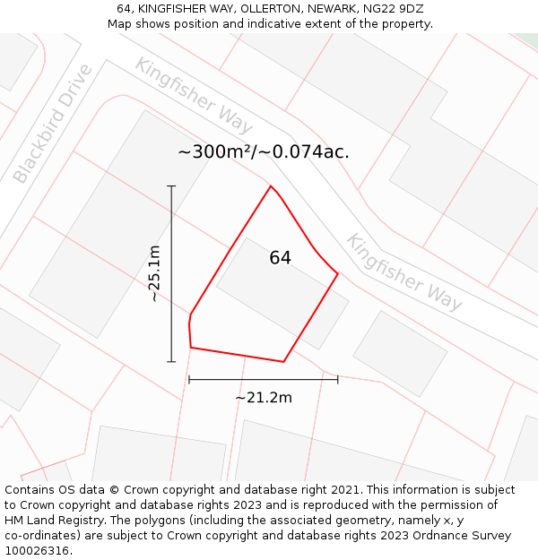 64, KINGFISHER WAY, OLLERTON, NEWARK, NG22 9DZ: Plot and title map