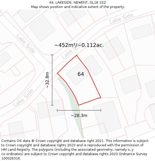 64, LAKESIDE, NEWENT, GL18 1SZ: Plot and title map