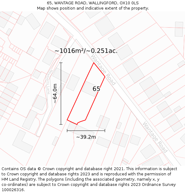 65, WANTAGE ROAD, WALLINGFORD, OX10 0LS: Plot and title map