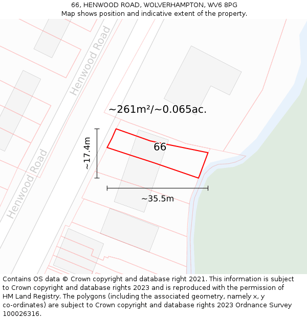 66, HENWOOD ROAD, WOLVERHAMPTON, WV6 8PG: Plot and title map