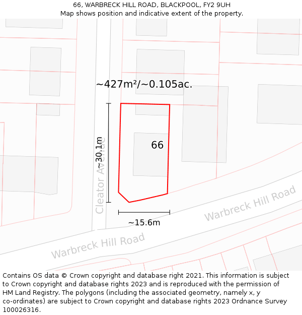 66, WARBRECK HILL ROAD, BLACKPOOL, FY2 9UH: Plot and title map