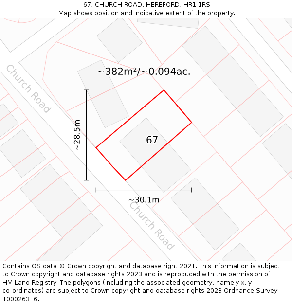 67, CHURCH ROAD, HEREFORD, HR1 1RS: Plot and title map