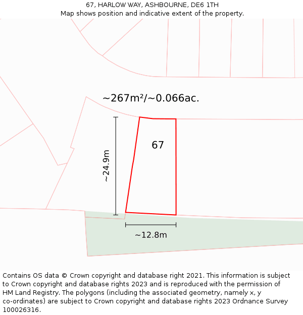 67, HARLOW WAY, ASHBOURNE, DE6 1TH: Plot and title map