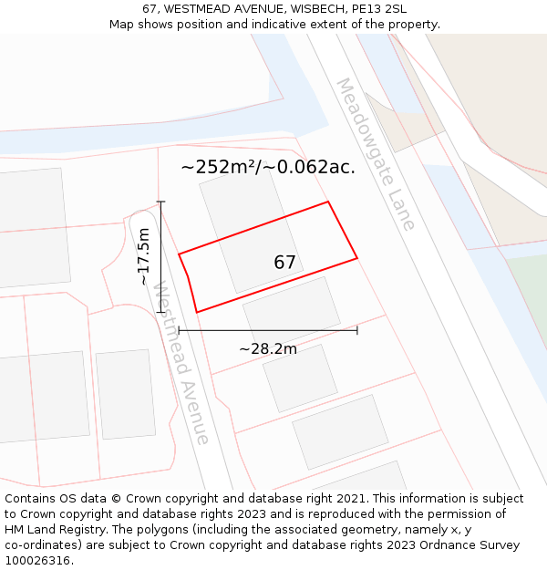 67, WESTMEAD AVENUE, WISBECH, PE13 2SL: Plot and title map