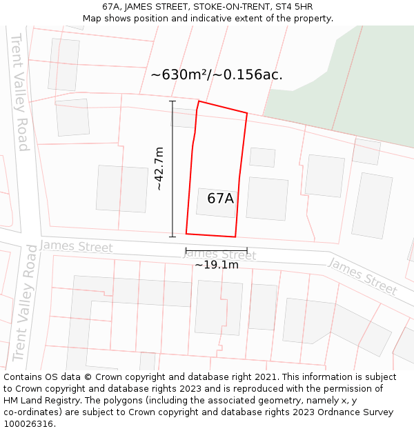 67A, JAMES STREET, STOKE-ON-TRENT, ST4 5HR: Plot and title map