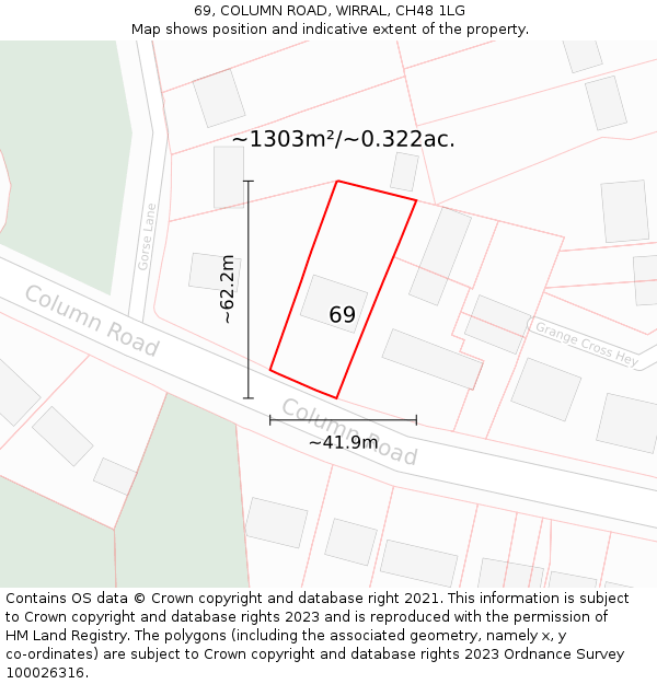 69, COLUMN ROAD, WIRRAL, CH48 1LG: Plot and title map