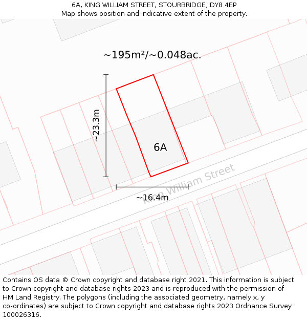 6A, KING WILLIAM STREET, STOURBRIDGE, DY8 4EP: Plot and title map