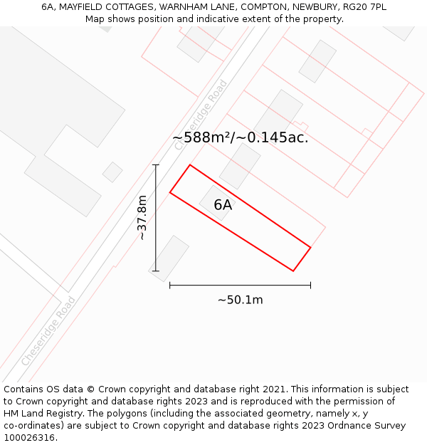 6A, MAYFIELD COTTAGES, WARNHAM LANE, COMPTON, NEWBURY, RG20 7PL: Plot and title map