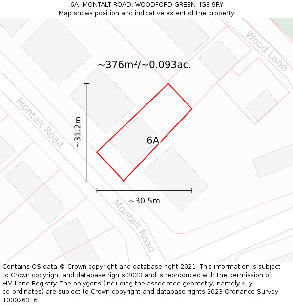 6A, MONTALT ROAD, WOODFORD GREEN, IG8 9RY: Plot and title map