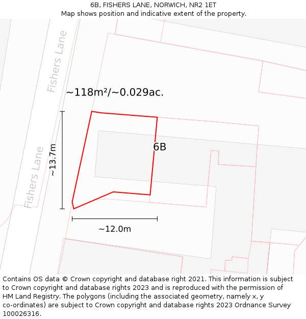 6B, FISHERS LANE, NORWICH, NR2 1ET: Plot and title map