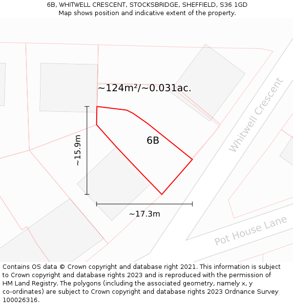 6B, WHITWELL CRESCENT, STOCKSBRIDGE, SHEFFIELD, S36 1GD: Plot and title map