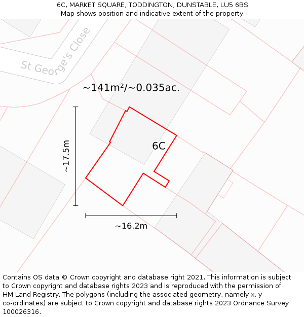 6C, MARKET SQUARE, TODDINGTON, DUNSTABLE, LU5 6BS: Plot and title map