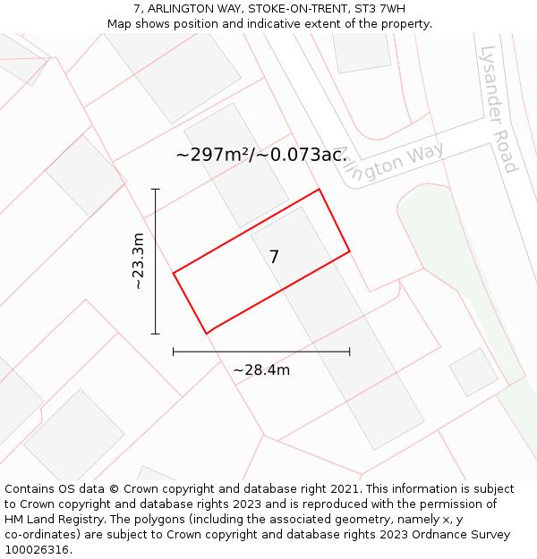 7, ARLINGTON WAY, STOKE-ON-TRENT, ST3 7WH: Plot and title map