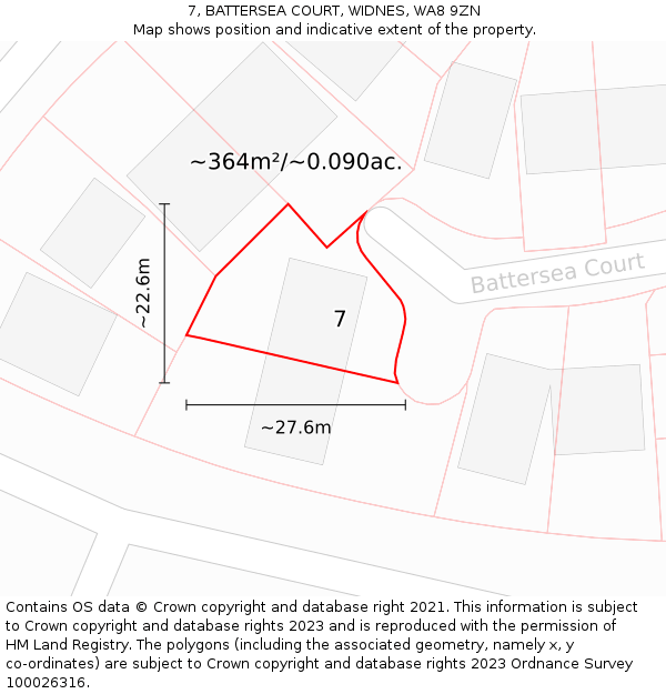 7, BATTERSEA COURT, WIDNES, WA8 9ZN: Plot and title map