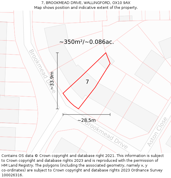 7, BROOKMEAD DRIVE, WALLINGFORD, OX10 9AX: Plot and title map