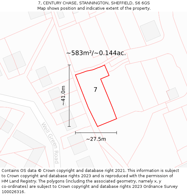 7, CENTURY CHASE, STANNINGTON, SHEFFIELD, S6 6GS: Plot and title map