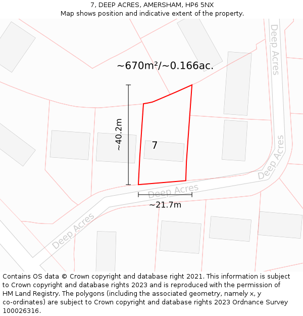 7, DEEP ACRES, AMERSHAM, HP6 5NX: Plot and title map